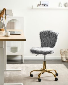 Krzesło obrotowe MARGATE Sztuczne futro Szary 2