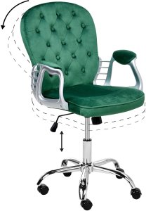Krzesło biurowe Obrotowy PRINCESS Welur Zielony 6