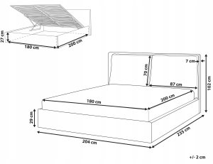 Łóżko z pojemnikiem BAJONNA 180 x 200 cm Jasnobeżowy 3