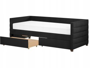 Łóżko dzienne z szufladami Welur MARRAY 90 x 200 cm Czarny 5