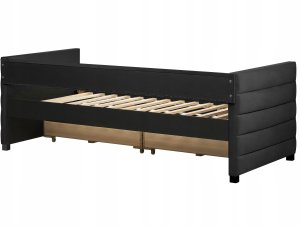 Łóżko dzienne z szufladami Welur MARRAY 90 x 200 cm Czarny 8