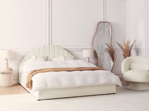 Łóżko z pojemnikiem Boucle CHADENET 160 x 200 cm Złamana biel 2