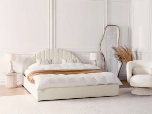 Łóżko z pojemnikiem Boucle CHADENET 180 x 200 cm Złamana biel 2