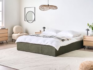 Łóżko z pojemnikiem bez zagłówka Boucle DINAN 160 x 200 cm Ciemnozielony 2
