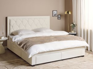 Łóżko z szufladami Welur LIEVIN 180 x 200 cm Kremowy 4