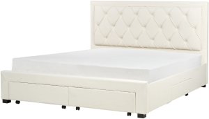 Łóżko z szufladami Welur LIEVIN 180 x 200 cm Kremowy 5