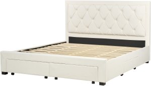 Łóżko z szufladami Welur LIEVIN 180 x 200 cm Kremowy 6