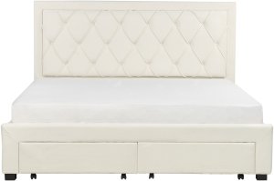 Łóżko z szufladami Welur LIEVIN 180 x 200 cm Kremowy 7