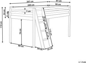 Łóżko na antresoli Drewno sosnowe ASCOUX 90 x 200 cm Biały 3