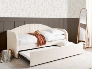 Łóżko wysuwane Boucle EYBURIE 90 x 200 cm Jasnobeżowy 2