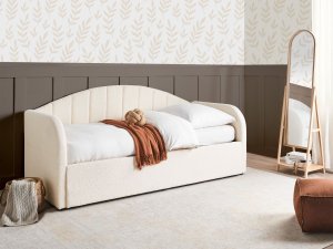 Łóżko wysuwane Boucle EYBURIE 90 x 200 cm Jasnobeżowy 4