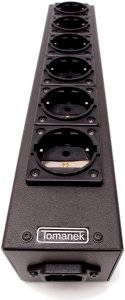 Listwa zasilająca Tomanek TAP6S+ - listwa zasilająca SLIM jednorzędowa do sprzętu audio z filtrem sieci oraz dc blockerem 6