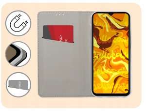 ETUI Z KLAPKĄ DO XIAOMI REDMI 9C / 9C NFC CZARNE ZAMYKANE MAGNETYCZNE CASE 3