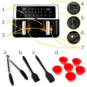 Air Fryer Frytkownica beztłuszczowa 10L Yoer DualCrisp AF02BK 13