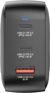 Ładowarka sieciowa Verbatim Mini GaN 100W 2xUSB-C PD/1x USB-A QC czarny 32230 8