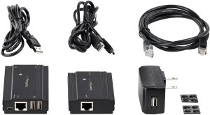 Stacja/replikator StarTech .com 4 Port USB 2.0 Extender-Hub przez pojedynczy kabel CAT5e/CAT6 Ethernet (RJ45) - 100 m - USB Extender Hub Adapter - obudowa metalowa - Zewnętrzne zasilanie - 480 Mbit/s (USB2004EXT100) - Rozszerzenie USB - USB 2.0 - przez CA 7