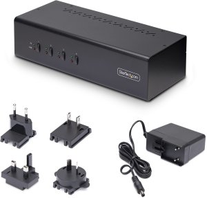 StarTech.com 4-Port Dual-Monitor DisplayPort KVM Switch, 4K 60Hz, 2x USB 5Gbps Hub Ports, 2x USB 2.0 HID Ports, Hotkey and Push-Button Switching, TAA Compliant - 3.5mm Audio, HDCP (P4DD46A2-KVM-SWITCH) - KVM-/Audio-Switch - 4 x KVM/Audio/USB - 1 loka 13
