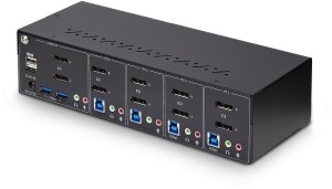 StarTech.com 4-Port Dual-Monitor DisplayPort KVM Switch, 4K 60Hz, 2x USB 5Gbps Hub Ports, 2x USB 2.0 HID Ports, Hotkey and Push-Button Switching, TAA Compliant - 3.5mm Audio, HDCP (P4DD46A2-KVM-SWITCH) - KVM-/Audio-Switch - 4 x KVM/Audio/USB - 1 loka 8