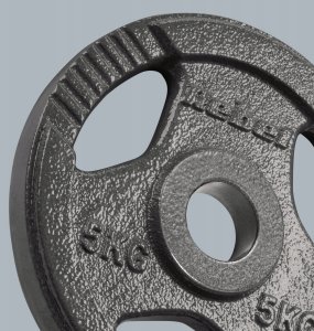 Obciążenie żeliwne olimpijskie zestaw 4x5kg, otwór 51mm, talerz z uchwytami, REBEL ACTIVE 2