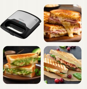 Opiekacz Do Tostów Kanapek Sandwich Toster Elektryczny Srebrny 750W 9