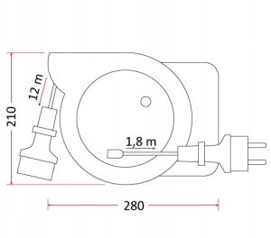 Przedłużacz ścienny zwijany 14m automat PZ-S2 12m + 2m Rum-Lux 2