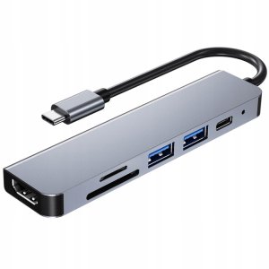 HUB USB Adapter 6w1 HUB USB-C HDMI SD 4K Macbook M1 AIR 9