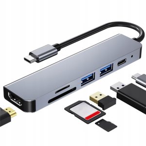 HUB USB Adapter 6w1 HUB USB-C HDMI SD 4K Macbook M1 AIR 10