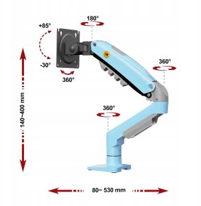 F80-XM Gulf Blue Solidny Ergonomiczny Uchwyt do Monitora 17'-30' Regulacja 3D VESA PIVOT 13