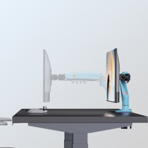 F80-XM Gulf Blue Solidny Ergonomiczny Uchwyt do Monitora 17'-30' Regulacja 3D VESA PIVOT 2