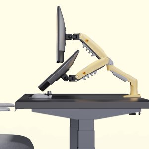 F80-XD Lava Yellow Solidny Ergonomiczny Uchwyt do Monitora 17'-30' Regulacja 3D VESA PIVOT 2