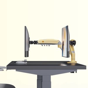 F80-XD Lava Yellow Solidny Ergonomiczny Uchwyt do Monitora 17'-30' Regulacja 3D VESA PIVOT 3