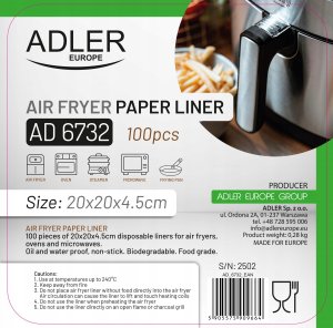 WKŁAD PAPIEROWY PAPIER DO FRYTKOWNICY BEZTŁUSZCZOWEJ AIR FRYER 20cm 300 SZT 2