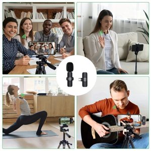 Mini Mikrofon Krawatowy Bezprzewodowy Pojemnościowy Telefon Komputer USB-C 2