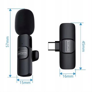 Mini Mikrofon Krawatowy Bezprzewodowy Pojemnościowy Telefon Komputer USB-C 6