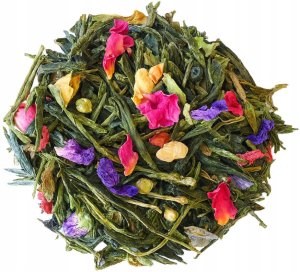 Herbata zielona EGZOTYCZNA truskawki maliny kwiat róży ananas mango papaja - herbata liściasta sypana mieszanka napar susz 2