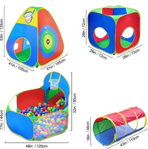 NAMIOTY DLA DZIECI Z TUNELAMI 5w1 SUCHY BASEN DOMEK + TARCZA DO DOMU OGRODU 3