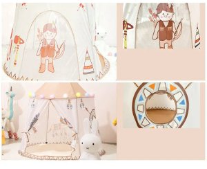 Ender TIPI NAMIOT INDIAŃSKI DLA DZIECI TEEPEE DO DOMU POKOJU OGRODU WIGWAM DOMEK 5