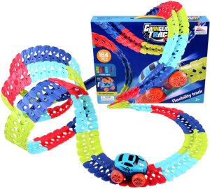 Kolorowy giętki tor 184 ele autko trasa 4m ZA4379 4
