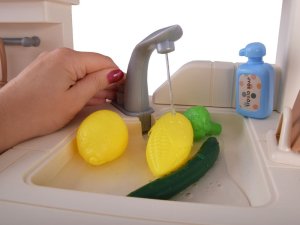 Interaktywna beżowa kuchnia dla dzieci + efekty: światło dźwięk para ZA5766 10