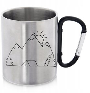 Kubek Turystyczny Termiczny Stalowy z Karabińczykiem Prezent ORION 350 ml 2