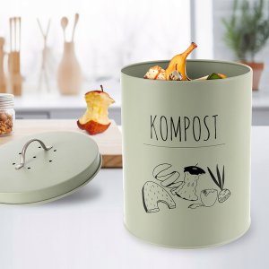 Kompostownik kuchenny z filtrem węglowym metalowy zielony GREENISH 8 l 2