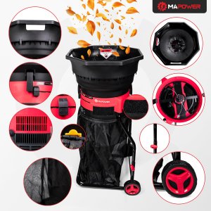 ROZDRABNIACZ DO LIŚCI MULCZER ROZDRABNIARKA ELEKTRYCZNY DUŻY ZBIORNIK 1800W 7