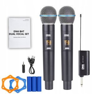 Mikrofon DNA BAT DUAL VOCAL SET zestaw bezprzewodowy akumul 2