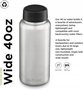 Kanteen Wide (mit Wide Loop Cap), 1182ml/40oz, Brushed Stainless 6