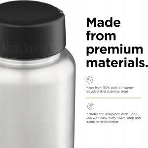 Kanteen Wide (mit Wide Loop Cap), 1182ml/40oz, Brushed Stainless 7