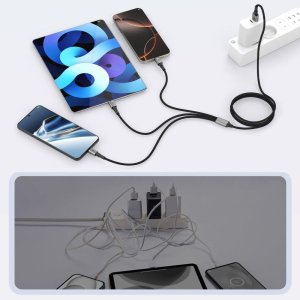 Kabel USB Tech-Protect USB-A - USB-C + microUSB + Lightning 1.2 m Szary (5906302330294) 3
