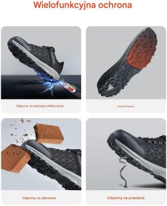 Buty Robocze Ochronne Męskie Półbuty BHP Wodoodporne Antypoślizgowe 47 10