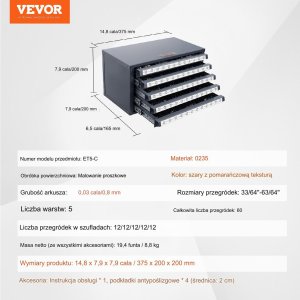 Szafka na Wiertła 5 Szuflad 60 Komór 8