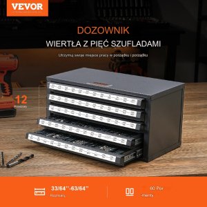 Szafka na Wiertła 5 Szuflad 60 Komór 10