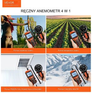 Anemometr wiatromierz miernik wiatru temperatury pomiar prędkości powietrza 6